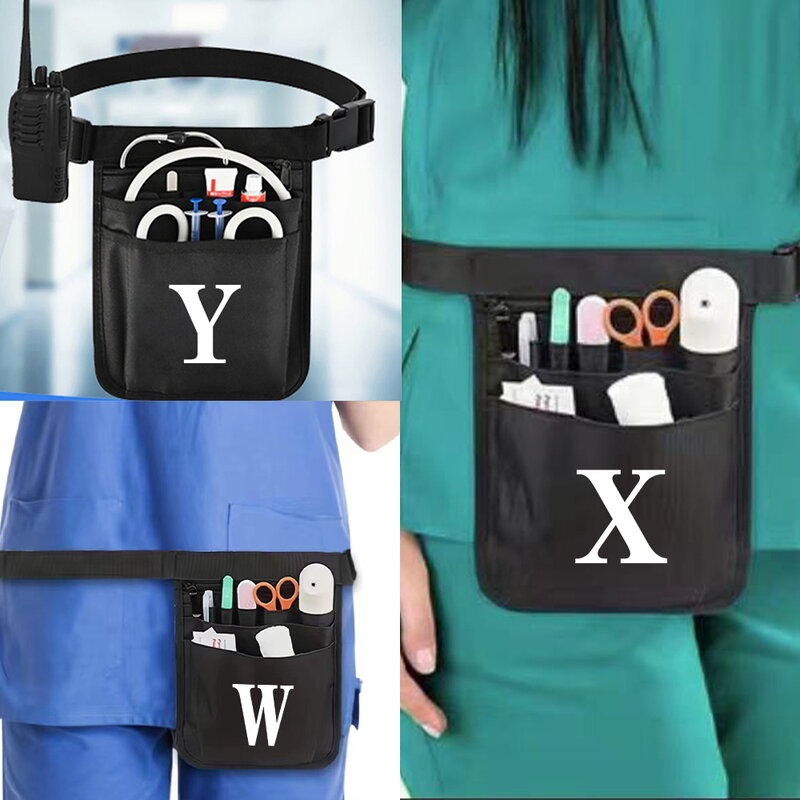 Sacs de taille d'infirmière multifonctionnels, accessoires en nylon, série de motifs blancs, sacs de taille de stockage de fournitures médicales