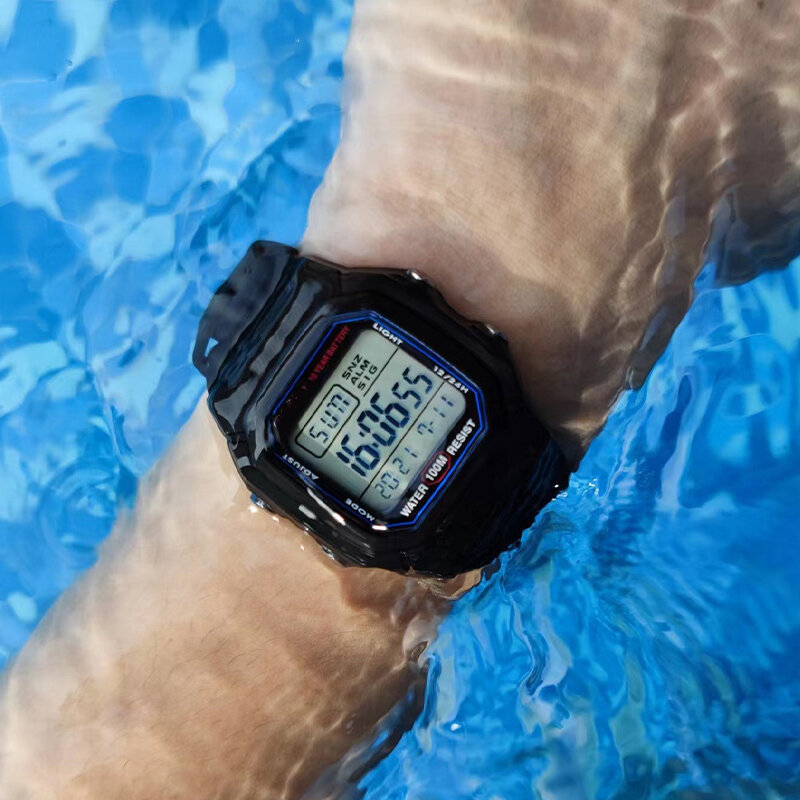 Homens e mulheres F91W relógios digitais à prova d'água, relógio de pulso eletrônico LED, esporte militar, relógio unisex, pulseira de silicone