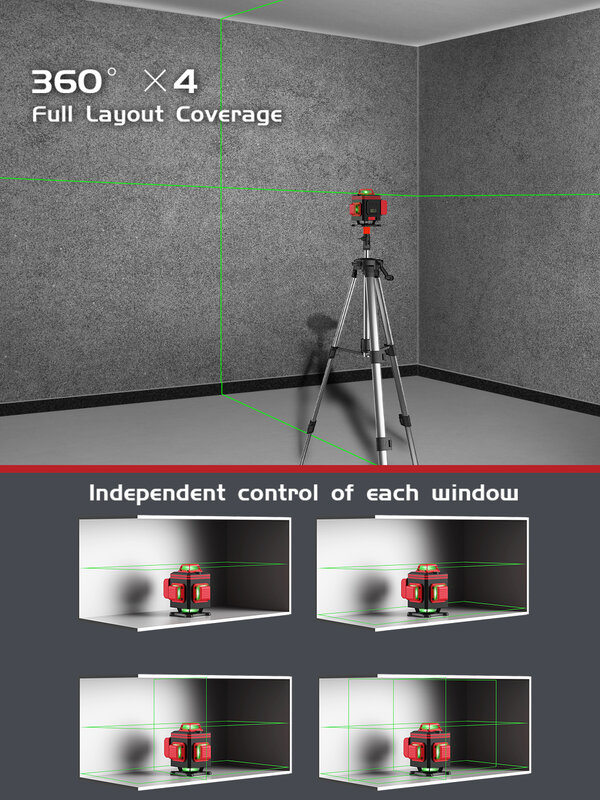 WEIDDW 3D/4D 12/16 linie poziom lasera poziomy pionowy z pilotem 360 ° samopoziomujące profesjonalne 8 linii poziom lasera