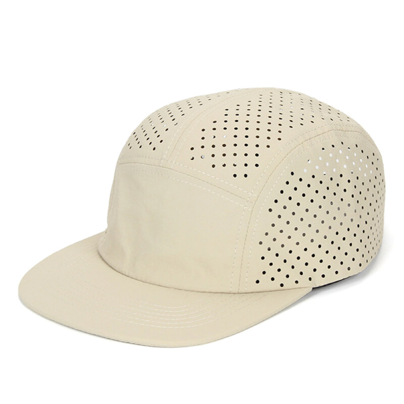 Topi berlubang 5 Panel untuk pria, topi bisbol ringan bersirkulasi cepat kering, topi lari berkemah, topi latihan mendaki luar ruangan