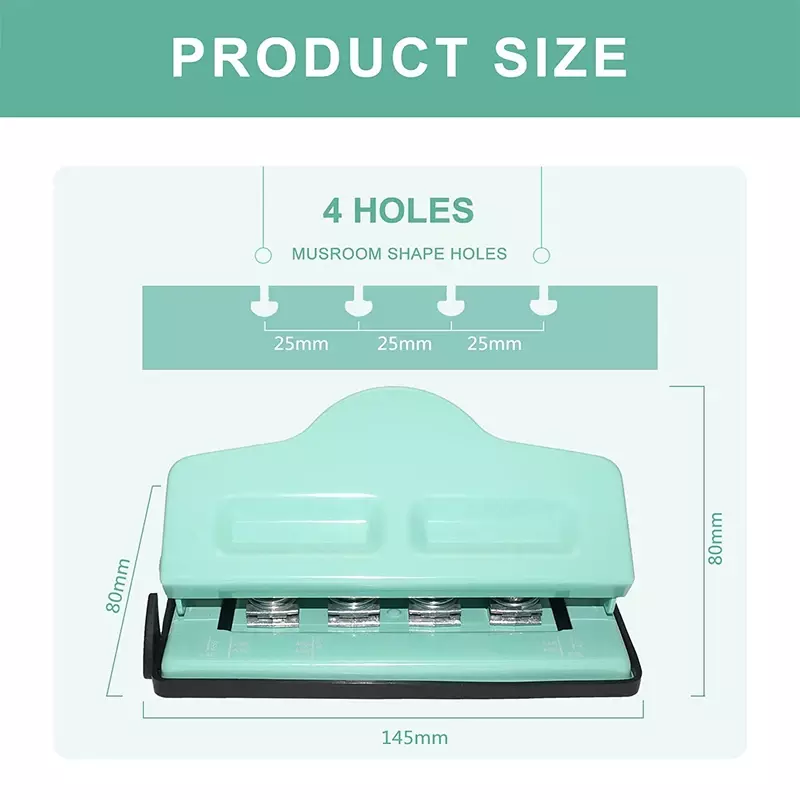 Perforadora de seta ajustable para cuaderno, cortador de papel A4, A5, A6, herramienta de álbum de recortes, 4 agujeros