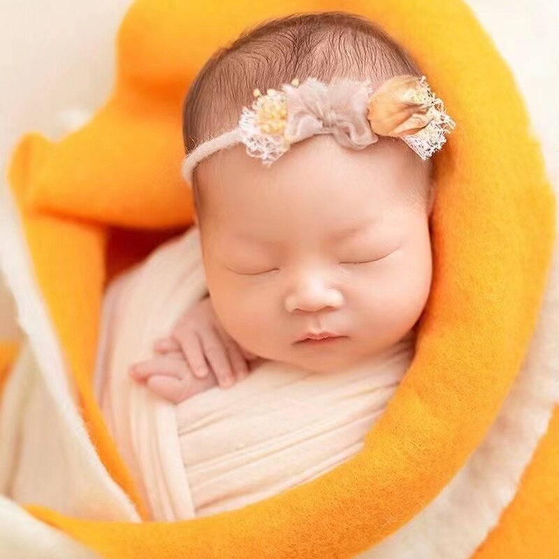 Accessoires de photographie pour nouveau-né, couches en feutre de laine, emmaillotage pour bébé, rond, 18e, pose, superposition, accessoires de photographie