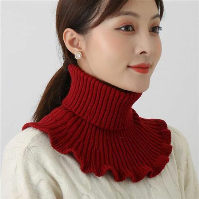 Bufanda de cuello falso de punto para mujer, calentador de cuello alto, desmontable, cálido, a prueba de viento, otoño e invierno, nueva moda