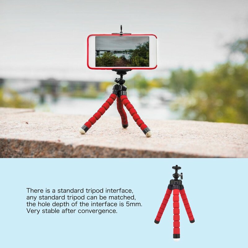 Mini tripé flexível com obturador remoto para iphone e mini câmera, com clipe