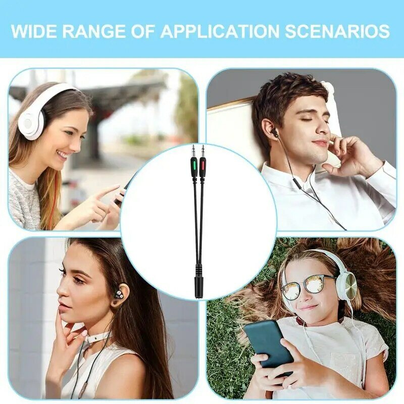 Zestaw słuchawkowy 3.5mm 3.5mm mikrofon Audio Adapter do słuchawek dwukierunkowych z wtyczką rozdzielacz do słuchawek Y