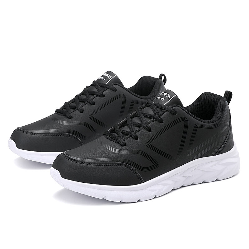 Men Sneakers Casual Shoes Flats Shoe Lightweight Leather Shoe Mens Black Sports Shoes Indoor Outdoor Walking Shoe Male Sneakers