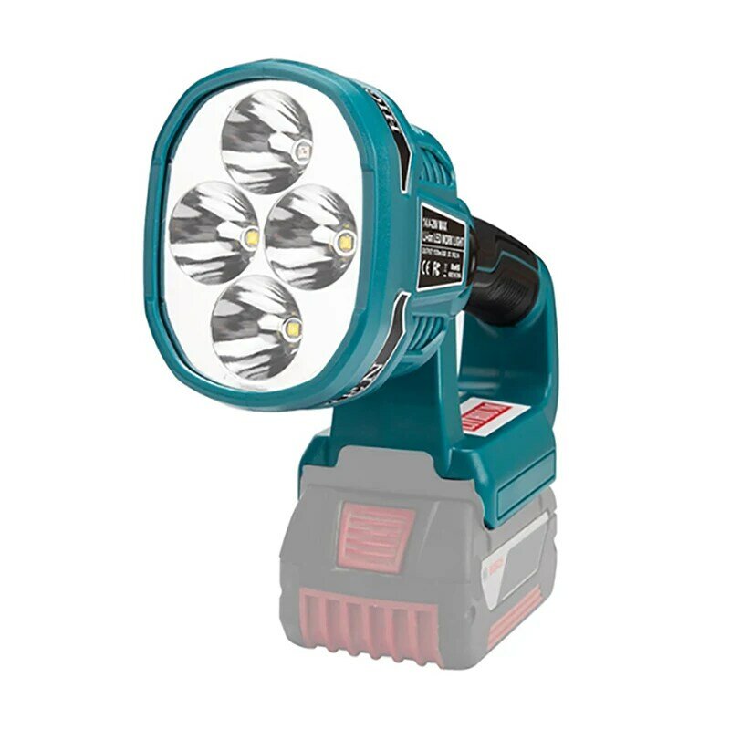 Portátil LED aviso Spot luz, lâmpada de trabalho, lanterna, tocha para Makita Bosch, Li-ion bateria, BL1830, BL1430, BAT618, BAT614, 14.4V, 18V