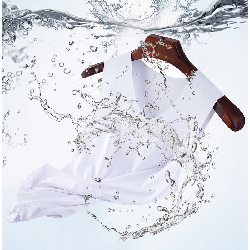 Chaleco transpirable de Fibra de seda de hielo sin costuras para hombres y mujeres, ropa interior ajustada de verano, secado rápido,-5 ℃