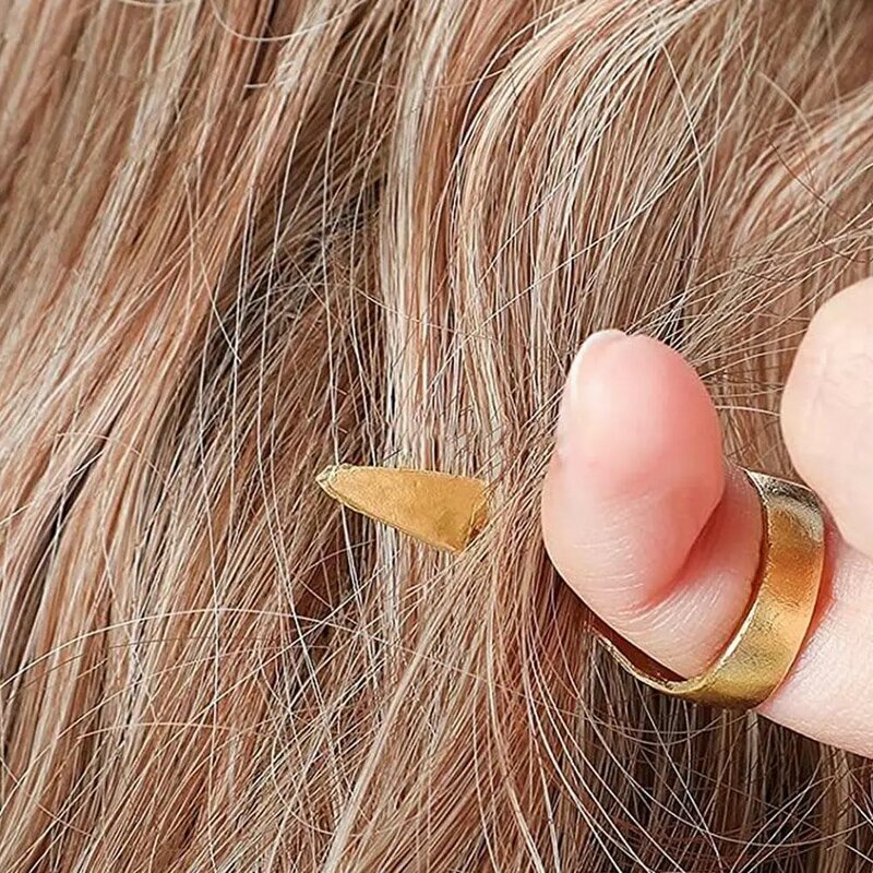 Herramientas de selección de cabello, 2 piezas, anillo de separación de Metal, peine para secar el cabello, trenzado, extensión de peinado