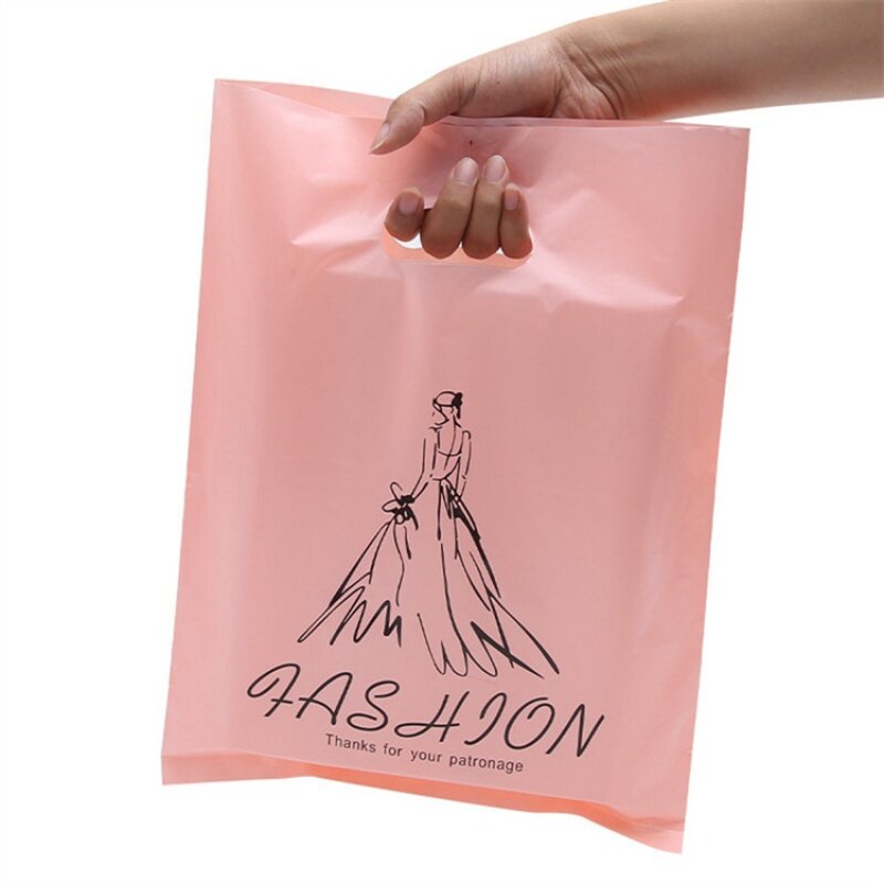 Spersonalizowany produkt, niestandardowe Logo drukowane butikowy uchwyt z wycięciem w stylu Ldpe, dziękuję plastikowym torbom na zakupy