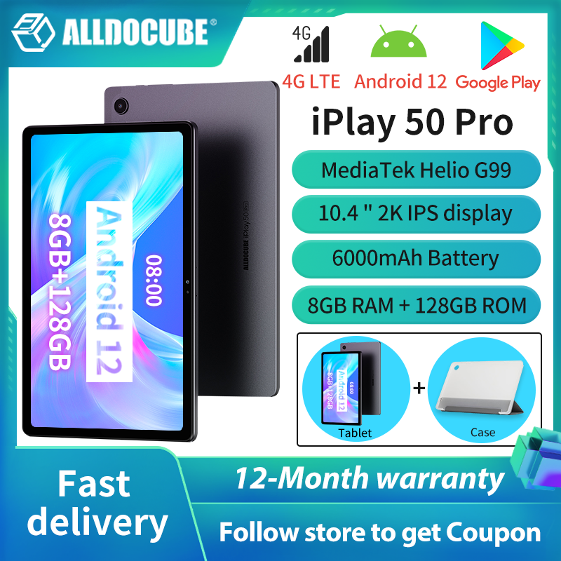 Alldocube-tableta iPlay 50 Pro con Android 12, dispositivo de 10,4 pulgadas, 2K, Helio G99, 8GB de RAM, 128GB de ROM, 4G, LTE, iPlay 50 pro, alldocube con funda