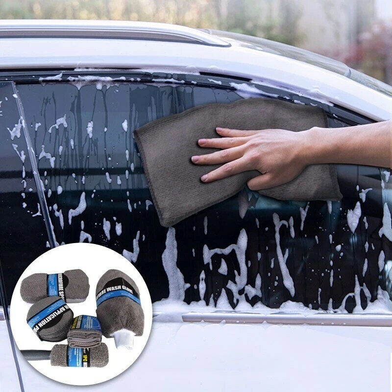 9pcs Car Wash Cleaning Kits Microfiber Auto Detailing Washing Tools Towels Blush Sponge Wash Glove Polish Care Applicator Pads