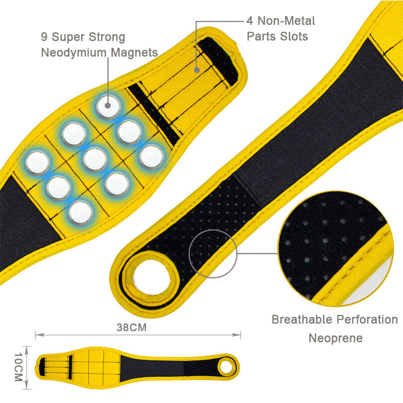 Wysokiej jakości 9 magnetyczny kciuk uzwojenie opaska na nadgarstek przechowywanie narzędzi pas metalowy montaż adsorpcja elektryk mocny pasek na nadgarstek