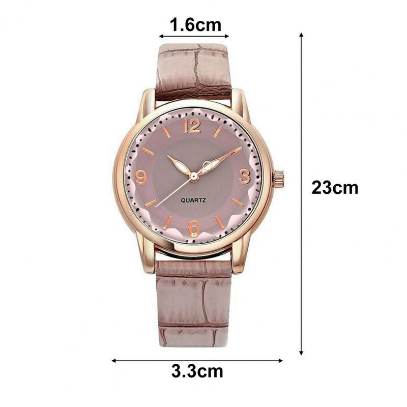 Relógio de quartzo com pulseira de couro falso feminino, relógio elegante feminino, tempo preciso para ela