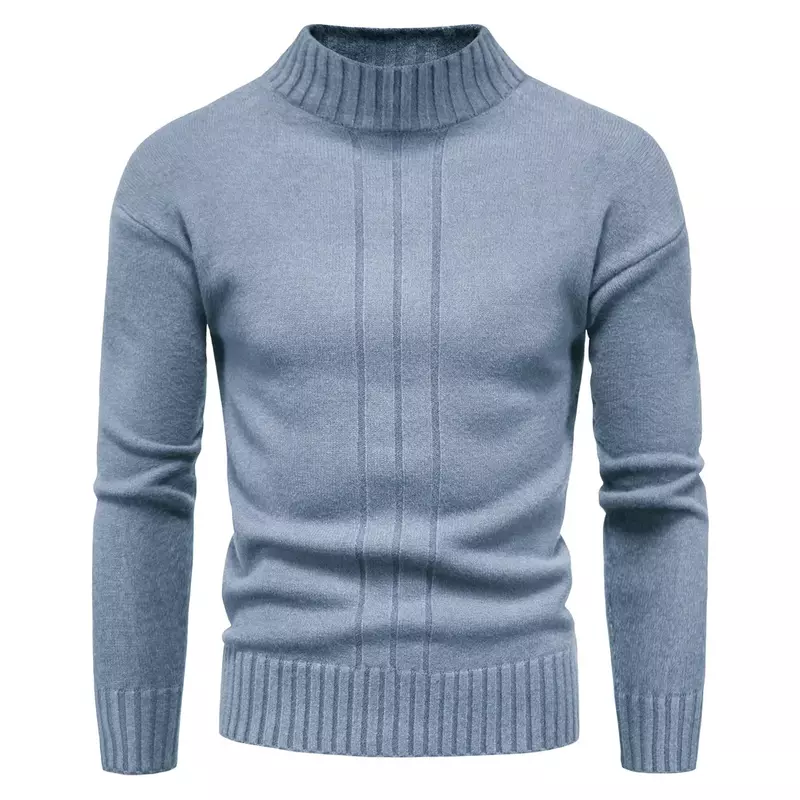 남성용 하이 칼라 캐주얼 풀오버 긴팔 스웨터 보터밍 셔츠, 두껍고 따뜻한 남성 의류, O-넥 니트웨어, 블랙, 가을, 신상