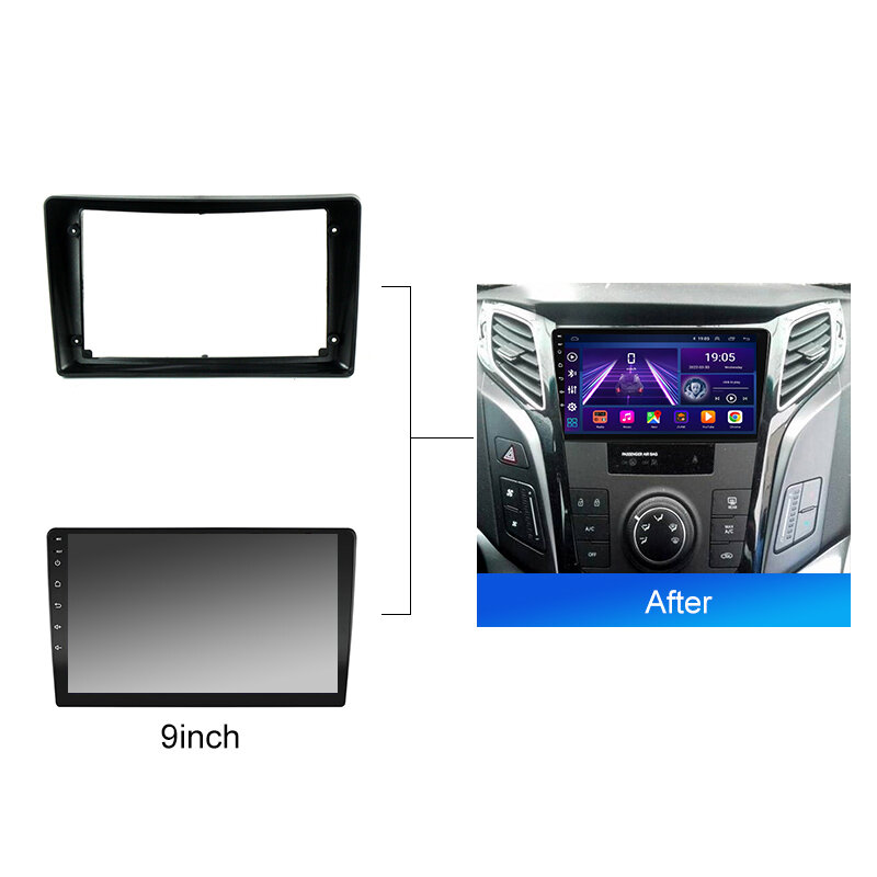 Radio Multimedia mobil Android, bingkai Panel 9 inci untuk Hyundai i40 2012 2013 2014 2015 2016 2 Din instalasi Fascia Kit potong dasbor