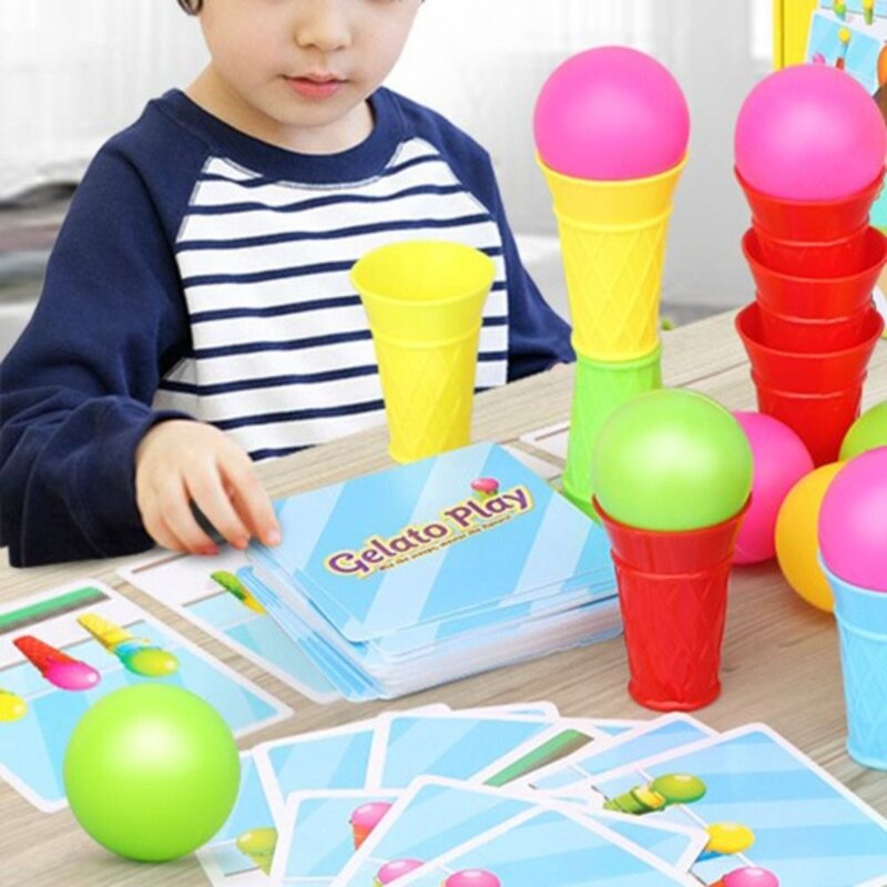 Interactive Montessori Stacking Toys Logical Thinking Training Learning Gelato Color Sorting Matching Color Sorting Matching