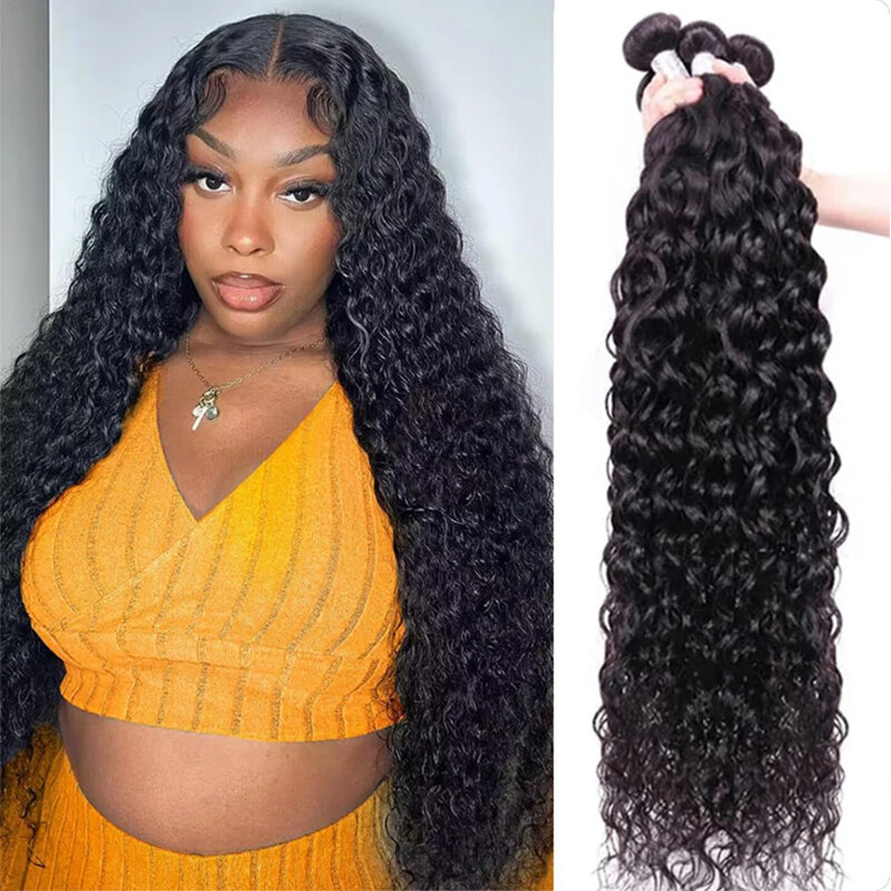 Brazilian Water Wave Cabelo Humano Pacotes, Natural Curly Virgin Hair Extensions, não transformados, Ofertas 100g por PC, 1 Pacotes, 3 Pacotes, 4 Pacotes