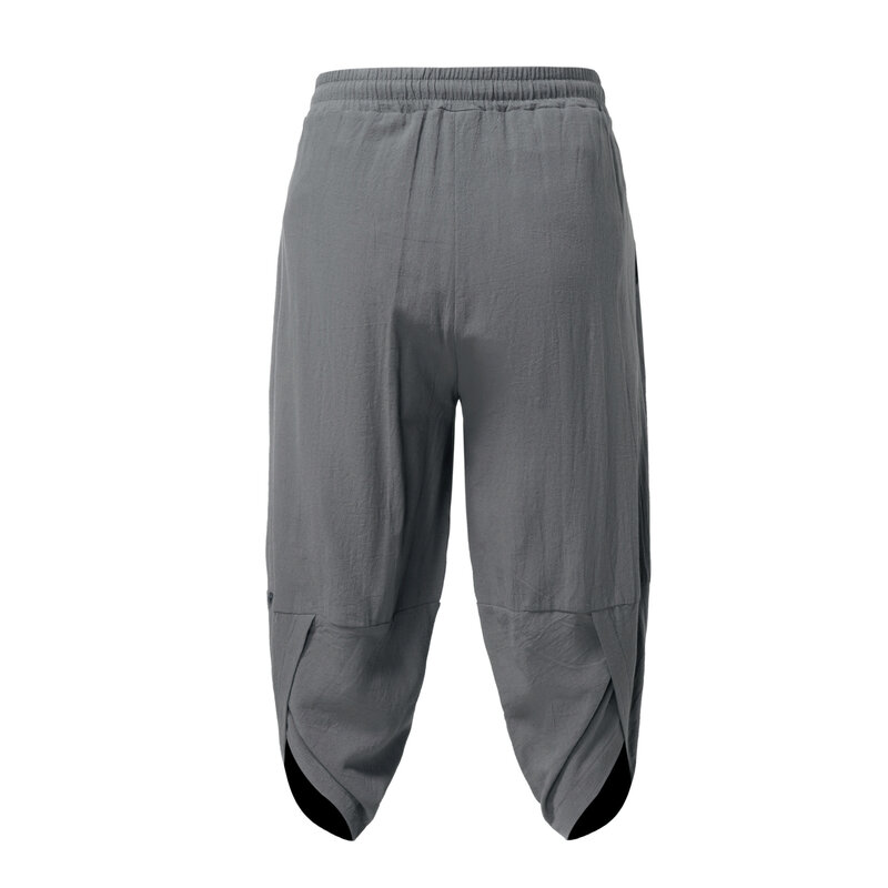 Pantalones cortos holgados de lino y algodón para hombre, Capris informales transpirables, a la moda, para verano, 2023