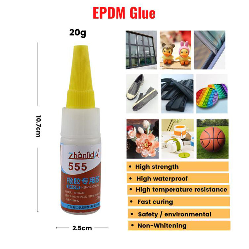 20g ZHANLIDA 555 EPDM Glue Quick-Drying Strength Plastic Rubber Car Sealing Strip Bonding Metal Wood Instant Adhesive