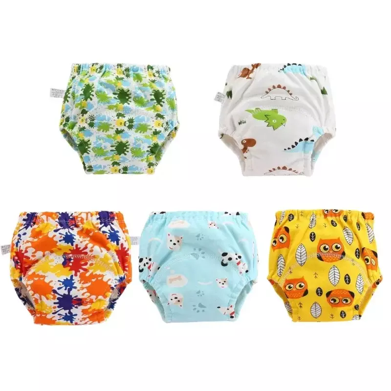 Culottes réutilisables en gaze pour bébé, 5 pièces/lot, culottes d'entraînement imperméables, couches de gril, sous-vêtements pour tout-petits