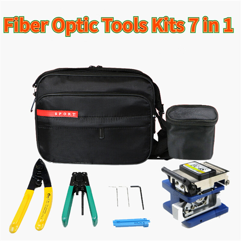 Kits de herramientas de fibra óptica 7 en 1, bolsa de herramientas de fibra óptica FTTH con pelacables, fc-6s, cuchilla de fibra, bolsa de gran capacidad