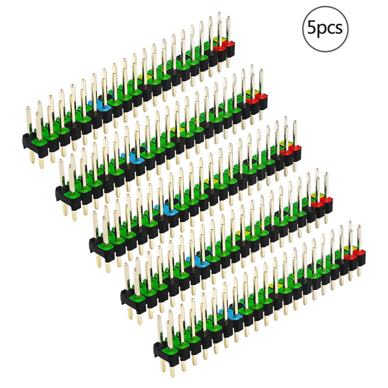 رأس GPIO لراسبيري بي زيرو ، صف مزدوج ، التراص الملونة ، تمديد ، 2 × 20 دبوس ذكر ، 1 قطعة ، 5 قطعة