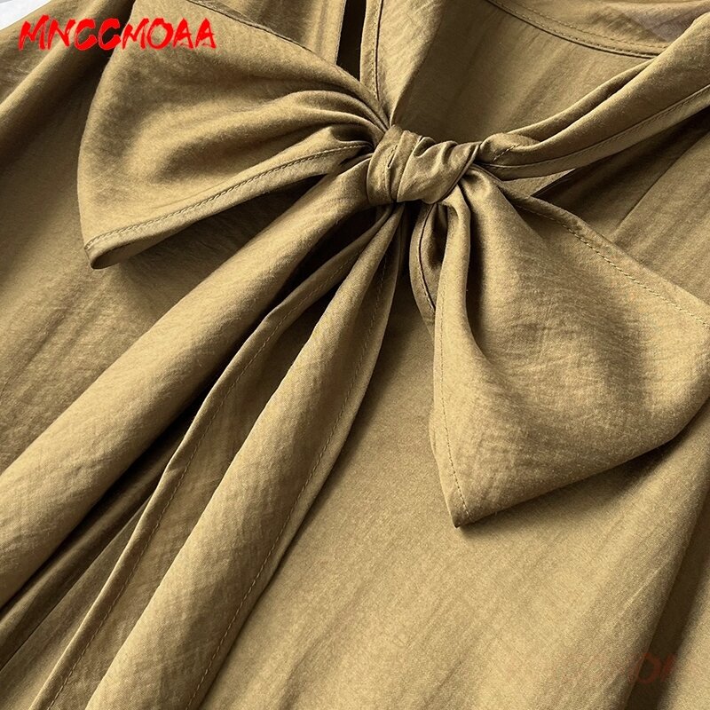 Gaun Midi longgar kasual untuk wanita, gaun Halter tanpa lengan warna polos modis Musim Panas 2024 untuk wanita