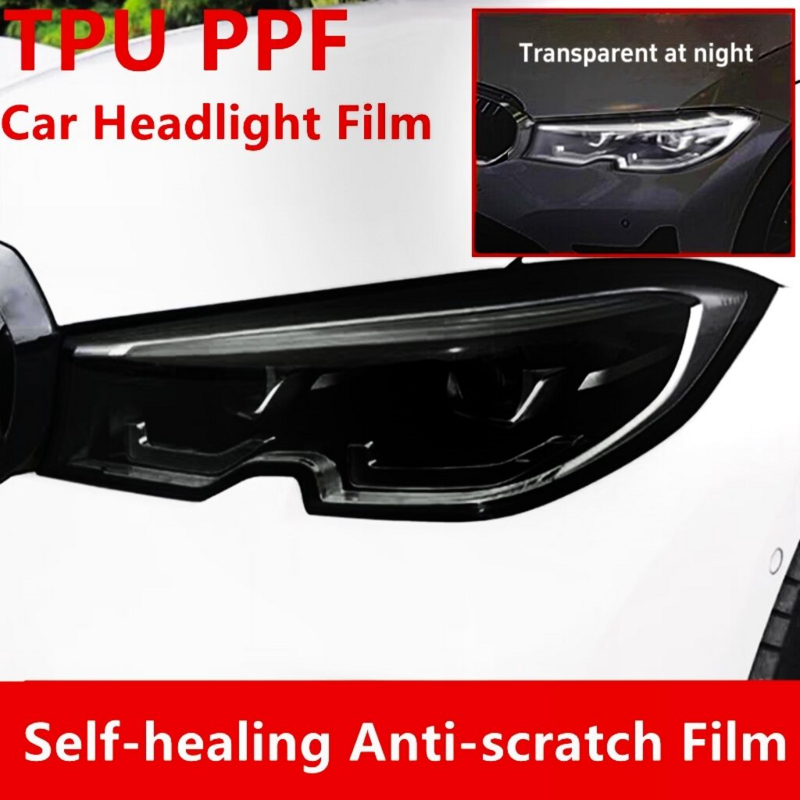 TPU PPF Self-adjust Smart Photochromic Headlight Protection Film White To Black Color Change Decorative Car Lamp Protection Film
