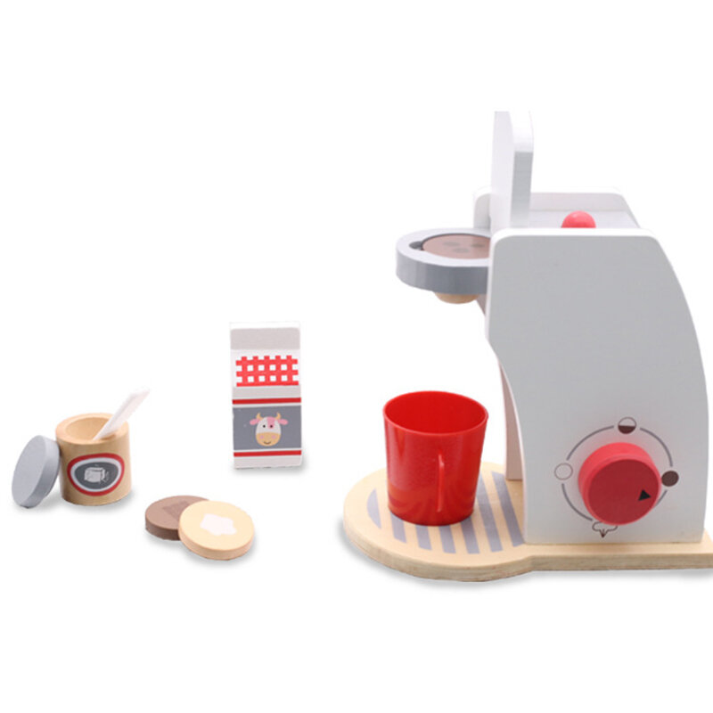 Brinquedos de madeira cozinha fingir jogar casa brinquedo simulação de madeira torradeira máquina de café misturador alimentos crianças educação precoce presente