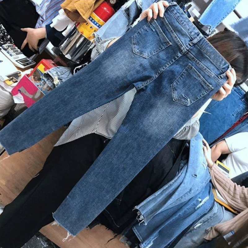 Skinny Ripped Jeans Vrouwen Lente Zomer Herfst Hot Selling Vrouwen Fashion Casual Meisjes Leuke Denim Broek Vrouwelijke Goedkope Groothandel