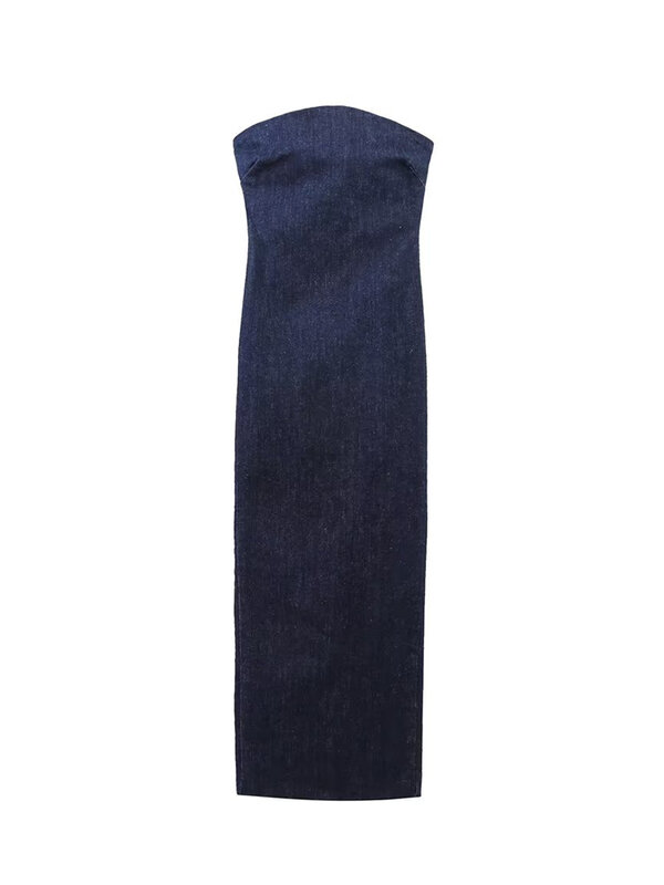 Suninbox 2023 Женские сексуальные эластичные джинсовые платья средней длины, Элегантное летнее платье без бретелек, облегающее женское платье, верхняя одежда в стиле High Street