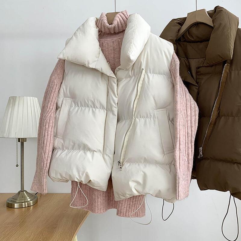 Colete de inverno resistente ao frio sem mangas, Jaqueta simples, Colete grosso de algodão quente