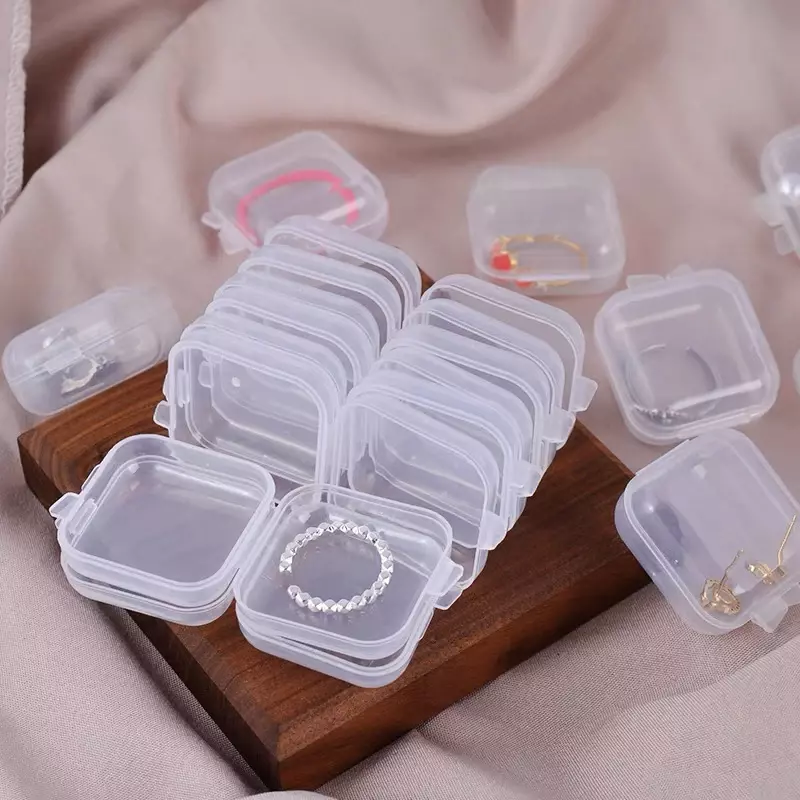 Mini Caixa De Recipientes De Armazenamento De Plástico, Portátil Pill Medicine Holder, Organizador De Jóias, Embalagem para Brincos e Anéis, 4Pcs, 24Pcs