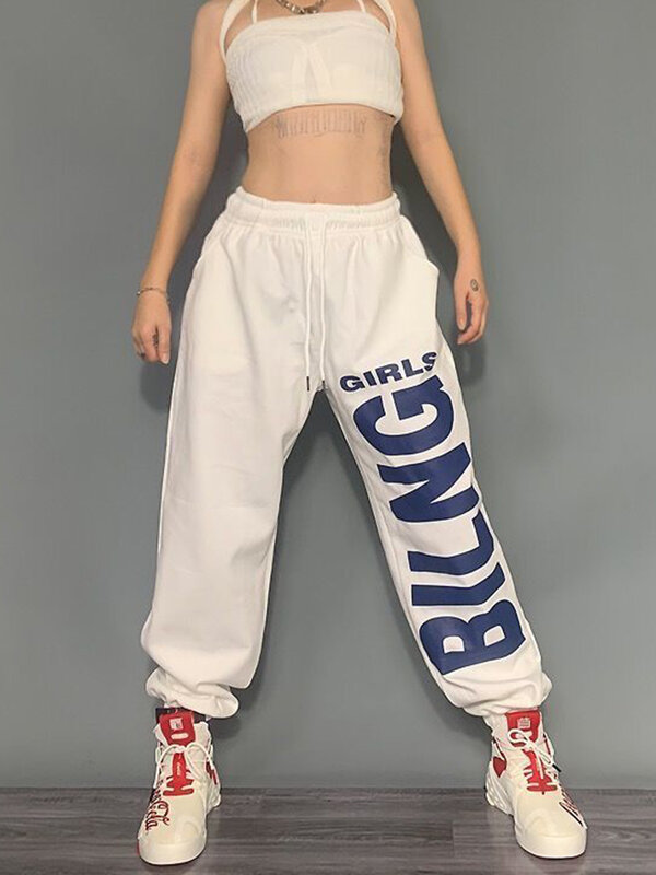 Jmprs корейские буквы повседневные спортивные брюки женские винтажные хип-хоп уличные спортивные брюки Bf с высокой талией ретро свободные строгие брюки Новинка