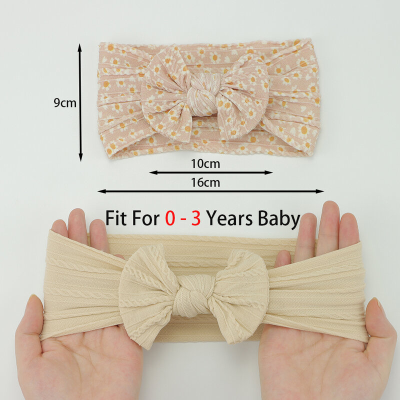 Headbands arco impresso para meninas do bebê, Knit Turban, Elastic Hairband, Kids Headwear, Acessórios de cabelo, Bowknot, 1PC