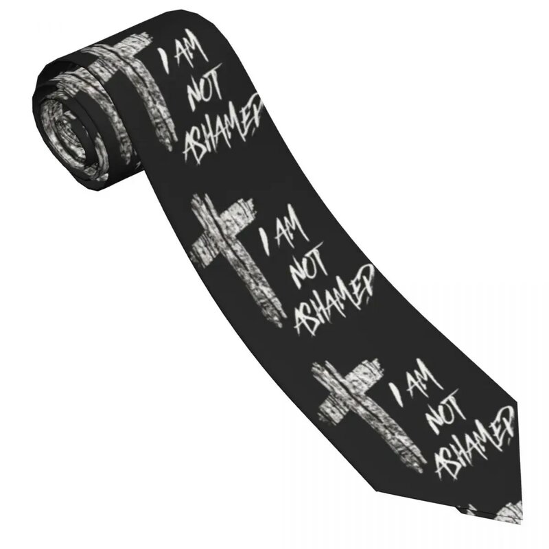 Custom I Am Not Ashamed Tie Jesus Christian Wedding Party Neck Ties Men Elegant Necktie Accessories Quality Printed Collar Tie