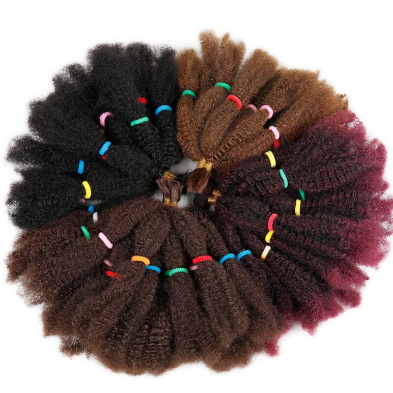 Rambut kepang Afro Kinky jumlah besar rambut sintetis keriting Afro pendek 12 "ekstensi rambut kepang Crochet untuk wanita Afrika Amerika
