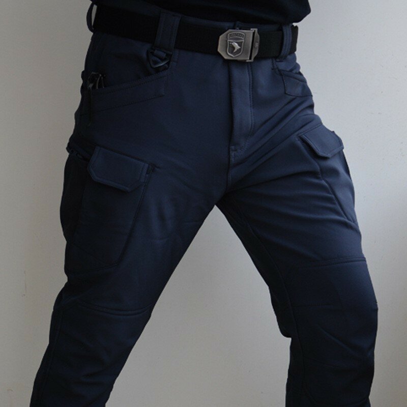 Men's Ix7 Outdoor Work Loose Waterproof  Plush Multi Bag Wear-resistant Warm and Aggressive Work Pants Training Pants