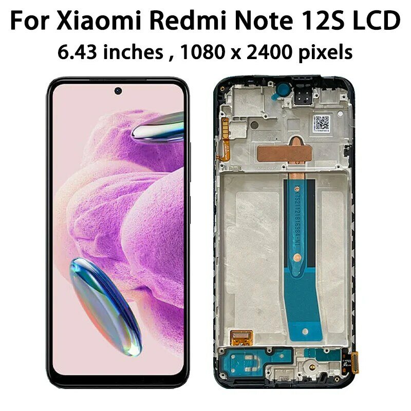 Écran tactile LCD AMOLED avec châssis, pour Xiaomi Redmi Note 12S 2303Los44A, 6.43