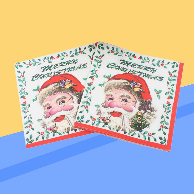인쇄 크리스마스 냅킨, 산타 클로스 패턴, 티슈 디너 냅킨, 생일 파티 선물, 크리스마스 용품, 20 개
