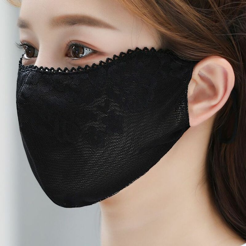 Flower Sunscreen Lace Mask Sunshade Solid Color UV Protection Mask Adjustable Strap UV Protection Sunscreen Face Cover Hiking