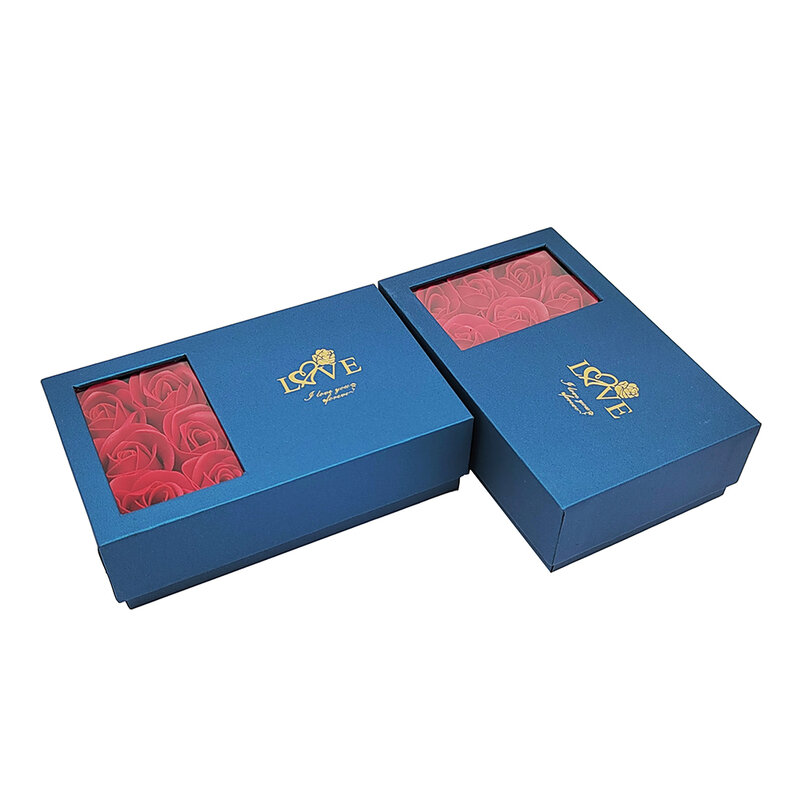 Caja de regalo de papel de flor de jabón, paquete de joyería romántica, Rosa eterna, cumpleaños, San Valentín, no incluida