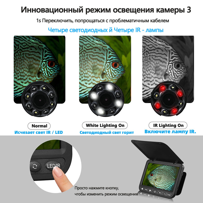 MOQCQGR-buscador de pesca de 25M con modo de luz LED e infrarroja, cámara de pesca de invierno de 1080P y 7 pulgadas, pantalla LCD, cámara de vídeo de pesca