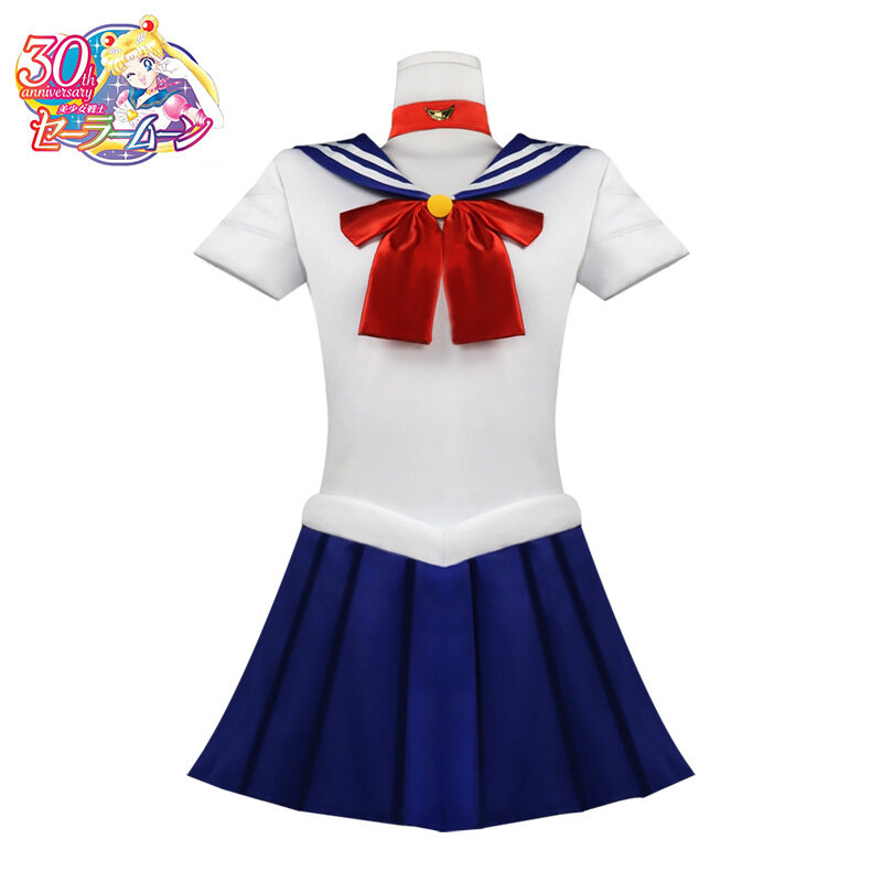 Anime Sailor Moon Cosplay Costume Tsukino Usagi Uniform Dress Outfits Cosplay Yellow Wig Halloween Carnivl Party Women Kids