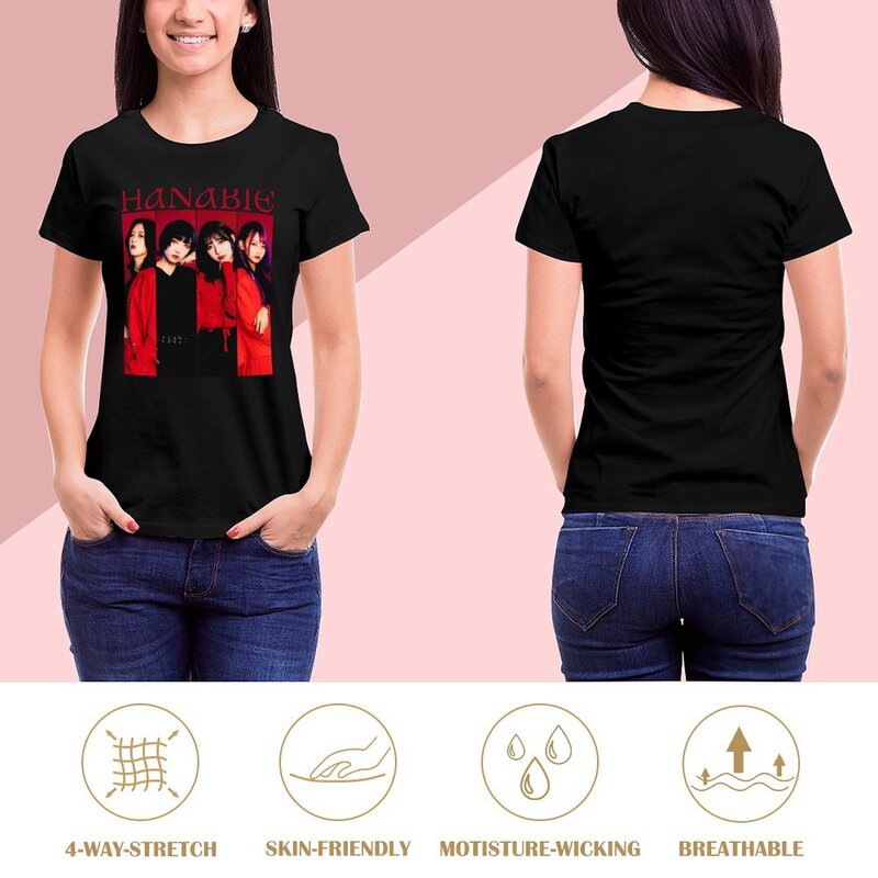 Camiseta de banda HANABIE para mujer, blusa kawaii, ropa