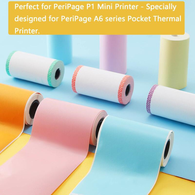 Papel autocolante térmico, papel colorido para PeriPage Paperang Photo Printer, 3 Rolls