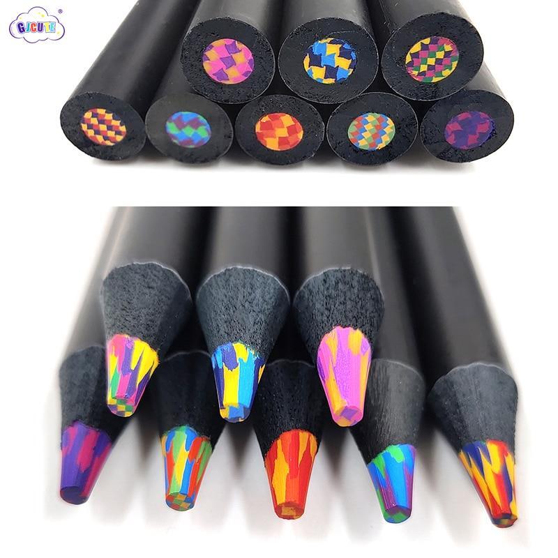 アートドローイング、グラデーションレインボーペンシル、カラーリング、スケッチ用のマルチカラージャンボカラー鉛筆、1個、4色、7色、8色、12色