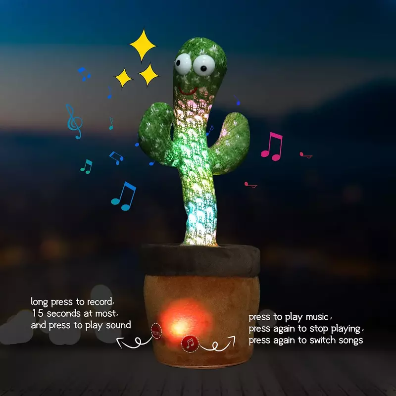 Electronic Plush Toys, Dancing Cactus, Repeat Talking, Singing, USB-Fueled Dancing, Early Education, Interactive, Funny Gift