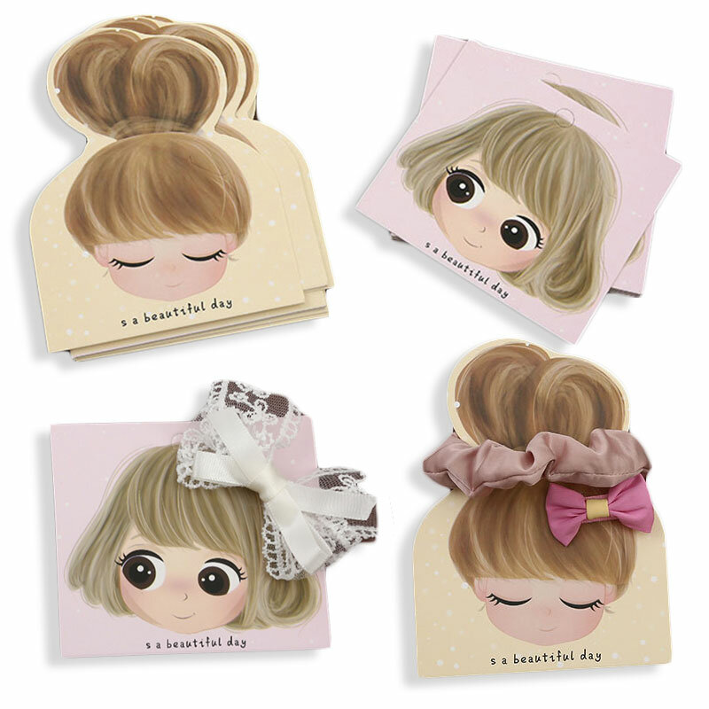 50pcs/lot Barrettes Packing Paper Card Cute Small Girs Display Cards for DIY Kid Hair Accessories Retail Price Tags Holder Label
